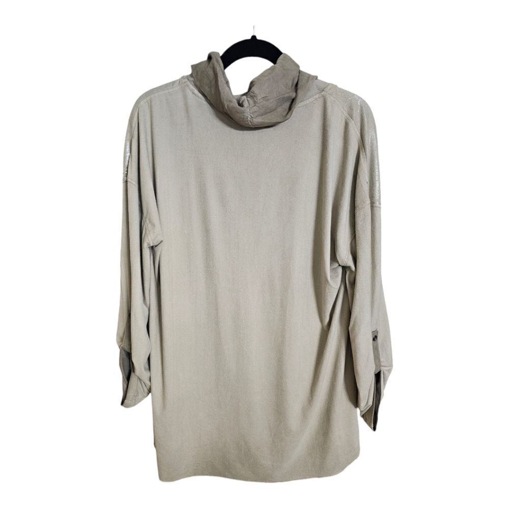 JOHN MARK Mixed Media Metallic Cowl Neck Tunic Shirt Top - Size Medium - Picture 2 of 7